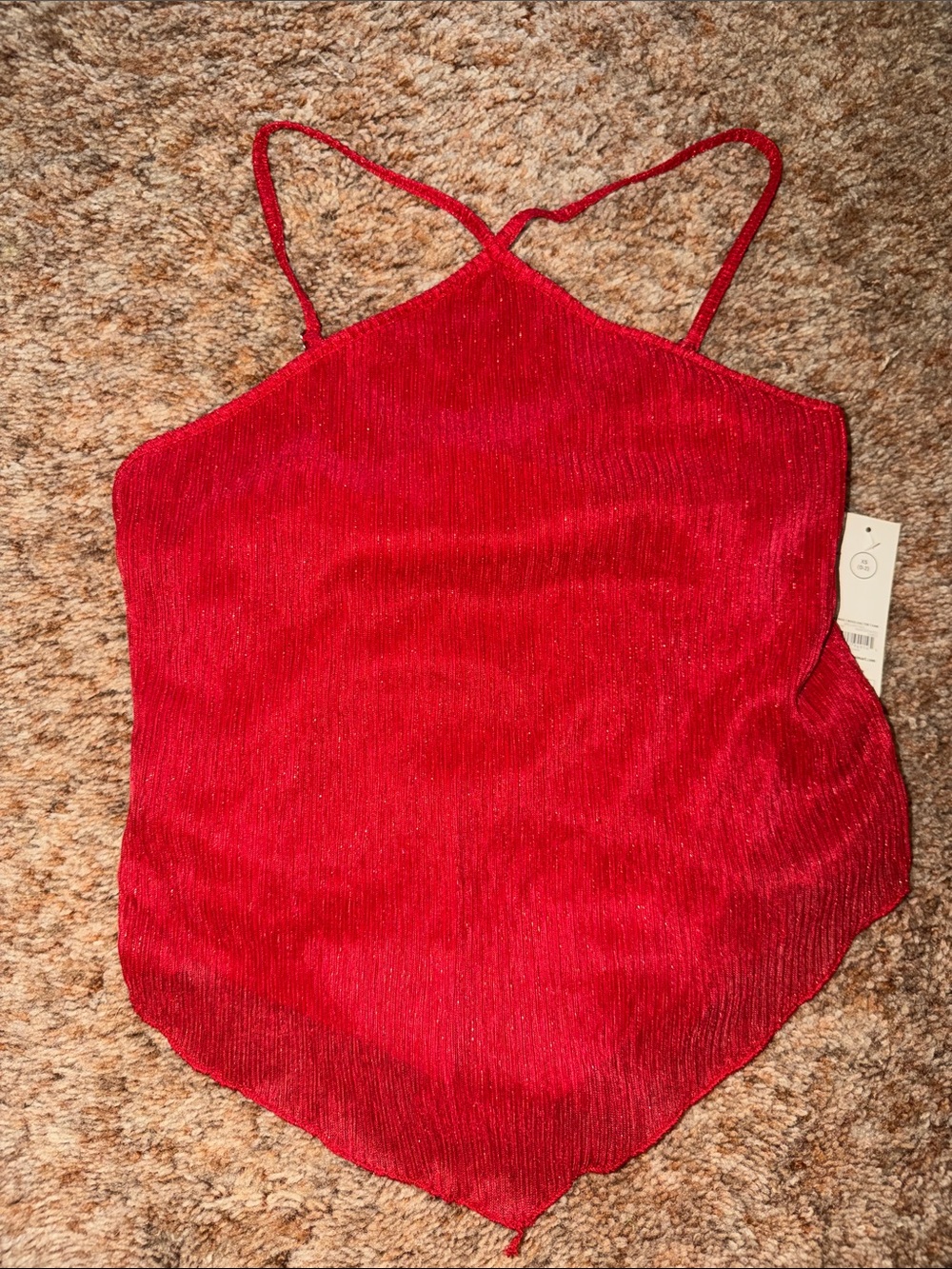 Red Sparkle Halter Neck Women's Top